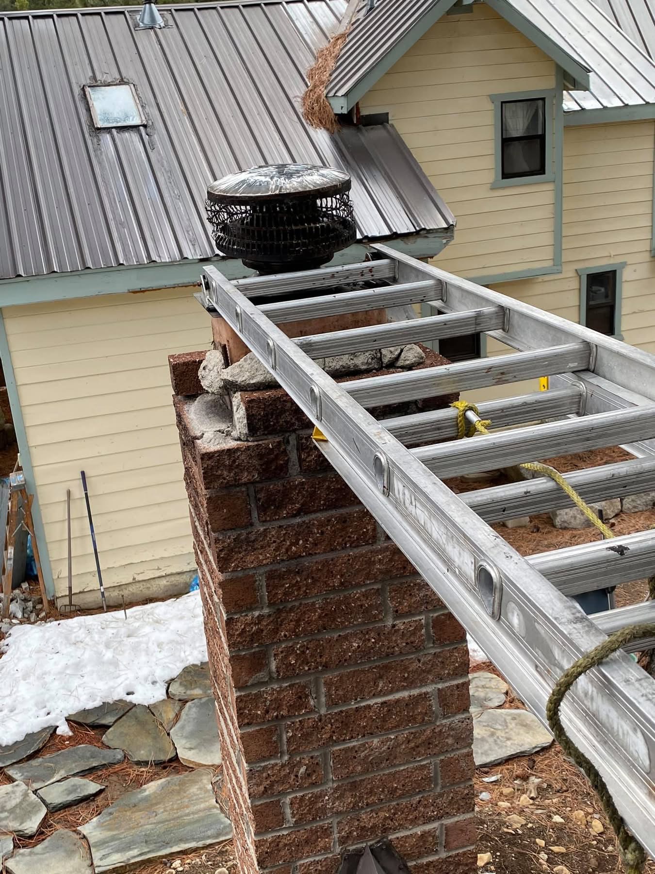 Chimney cap and access setup.